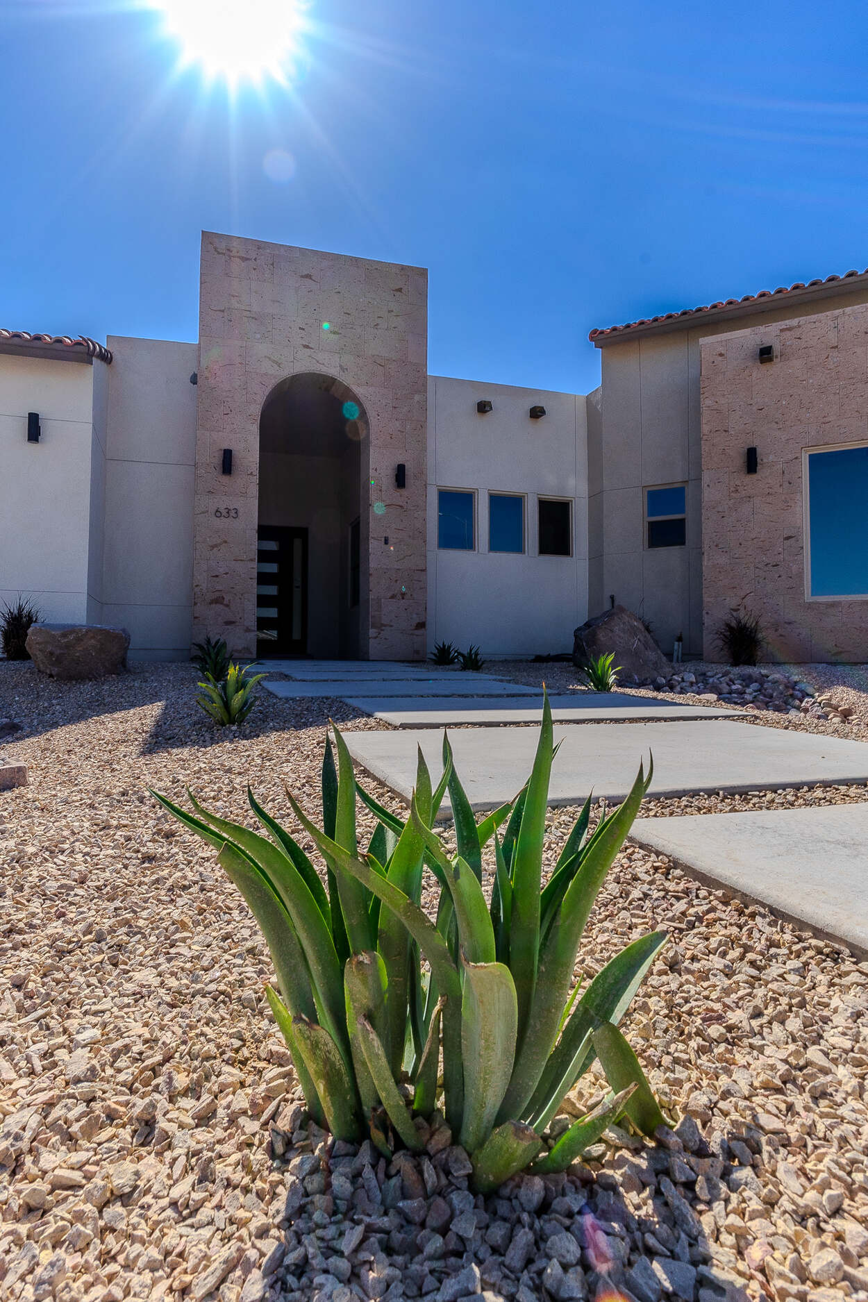 633 Bir arched entry with agave